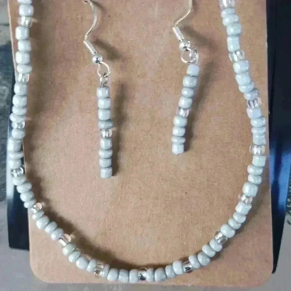 Handmade Beaded Necklace and Earrings Set